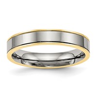 Chisel Titanium Polished Yellow IP-plated 5mm Grooved Comfort Fit Band view 1
