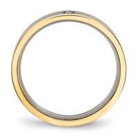 Chisel Titanium Polished Yellow IP-plated Band with CZ 5mm Grooved Comfort Fit view 2