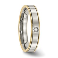 Chisel Titanium Polished Yellow IP-plated Band with CZ 5mm Grooved Comfort Fit view 5