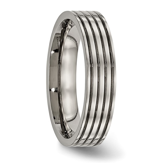 Titanium Polished 5mm Grooved Comfort Fit Band