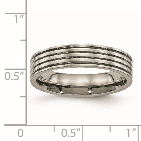 Titanium Polished 5mm Grooved Comfort Fit Band
