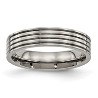 Titanium Polished 5mm Grooved Comfort Fit Band view 1