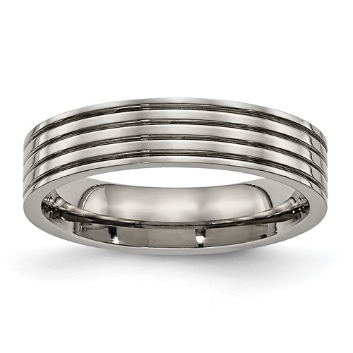 Titanium Polished 5mm Grooved Comfort Fit Band