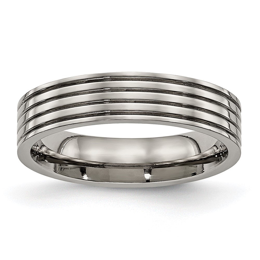 Titanium Polished 5mm Grooved Comfort Fit Band