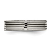 Titanium Polished Band with CZ 5mm Grooved Comfort Fit view 3