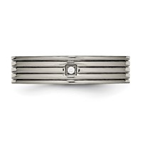 Titanium Polished Band with CZ 5mm Grooved Comfort Fit view 4