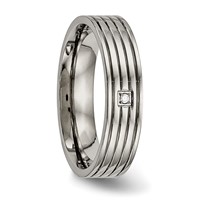 Titanium Polished Band with CZ 5mm Grooved Comfort Fit view 5