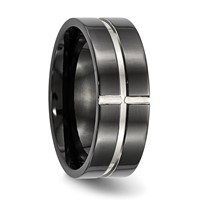 Chisel Titanium Polished Black IP-plated 8mm Grooved Comfort Fit Band view 5