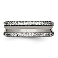 Chisel Titanium Polished Band with CZ 6.5mm Concave view 3