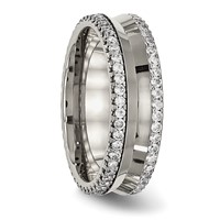 Chisel Titanium Polished Band with CZ 6.5mm Concave view 4