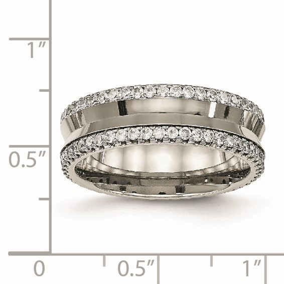 Chisel Titanium Polished with CZ 6.5mm Concave Band