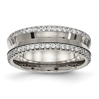 Chisel Titanium Polished Band with CZ 6.5mm Concave view 1