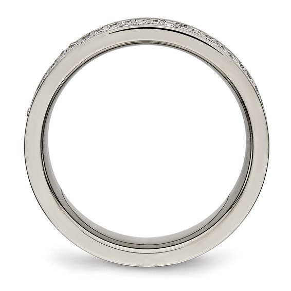 Titanium Polished with CZ 6mm Flat Band