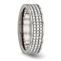Titanium Polished Band with CZ 6mm Flat view 4