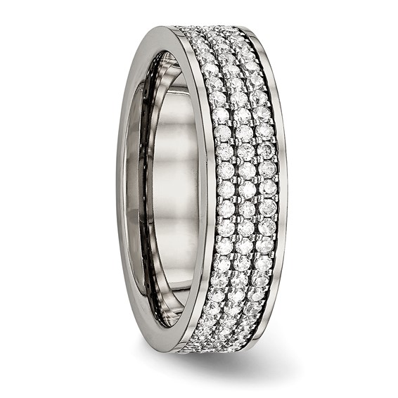 Titanium Polished with CZ 6mm Flat Band
