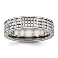 Titanium Polished Band with CZ 6mm Flat view 1