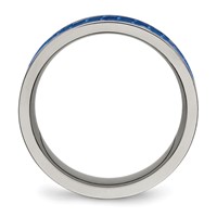 Chisel Titanium Polished Band with Blue Carbon Fiber Inlay 8mm Flat view 2