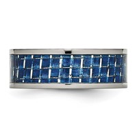 Chisel Titanium Polished Band with Blue Carbon Fiber Inlay 8mm Flat view 3