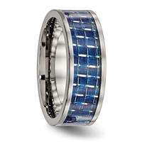 Chisel Titanium Polished Band with Blue Carbon Fiber Inlay 8mm Flat view 4