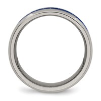Chisel Titanium Polished Band with Blue Carbon Fiber Inlay 8mm Beveled Edge view 2