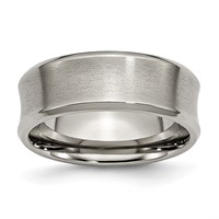 Chisel Titanium Brushed and Polished Concave 8mm Beveled Edge Band view 1