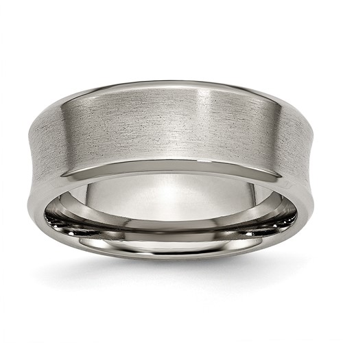 Chisel Titanium Brushed and Polished Concave 8mm Beveled Edge Band