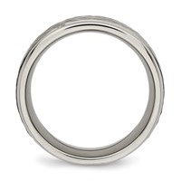 Chisel Titanium Polished Band with Satin Hammered Center 8mm Grooved view 2