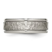 Chisel Titanium Polished Band with Satin Hammered Center 8mm Grooved view 3