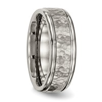 Chisel Titanium Polished Band with Satin Hammered Center 8mm Grooved view 4