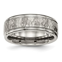 Chisel Titanium Polished Band with Satin Hammered Center 8mm Grooved view 1