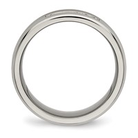 Titanium Polished Band with CZ 8mm Grooved view 2
