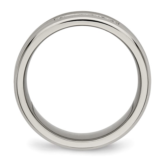 Titanium Polished with CZ 8mm Grooved Band