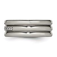 Titanium Polished Band with CZ 8mm Grooved view 3