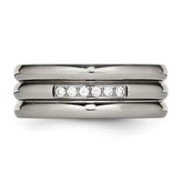 Titanium Polished Band with CZ 8mm Grooved view 4