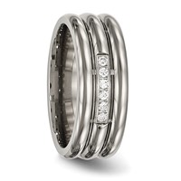 Titanium Polished Band with CZ 8mm Grooved view 5