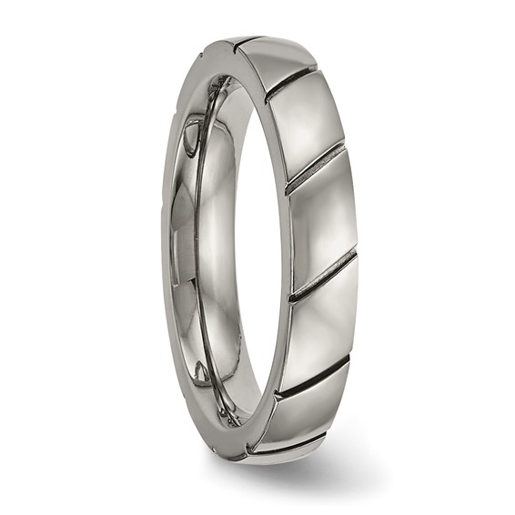 Titanium Polished 4mm Grooved Band