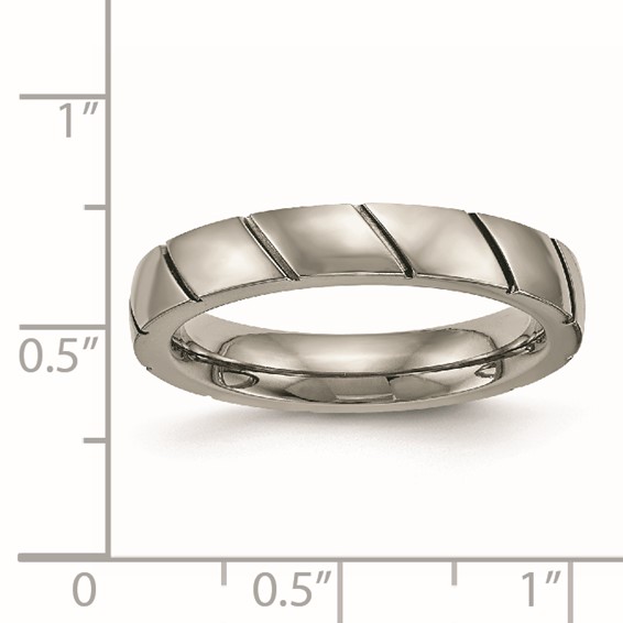 Titanium Polished 4mm Grooved Band