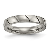 Titanium Polished 4mm Grooved Band view 1