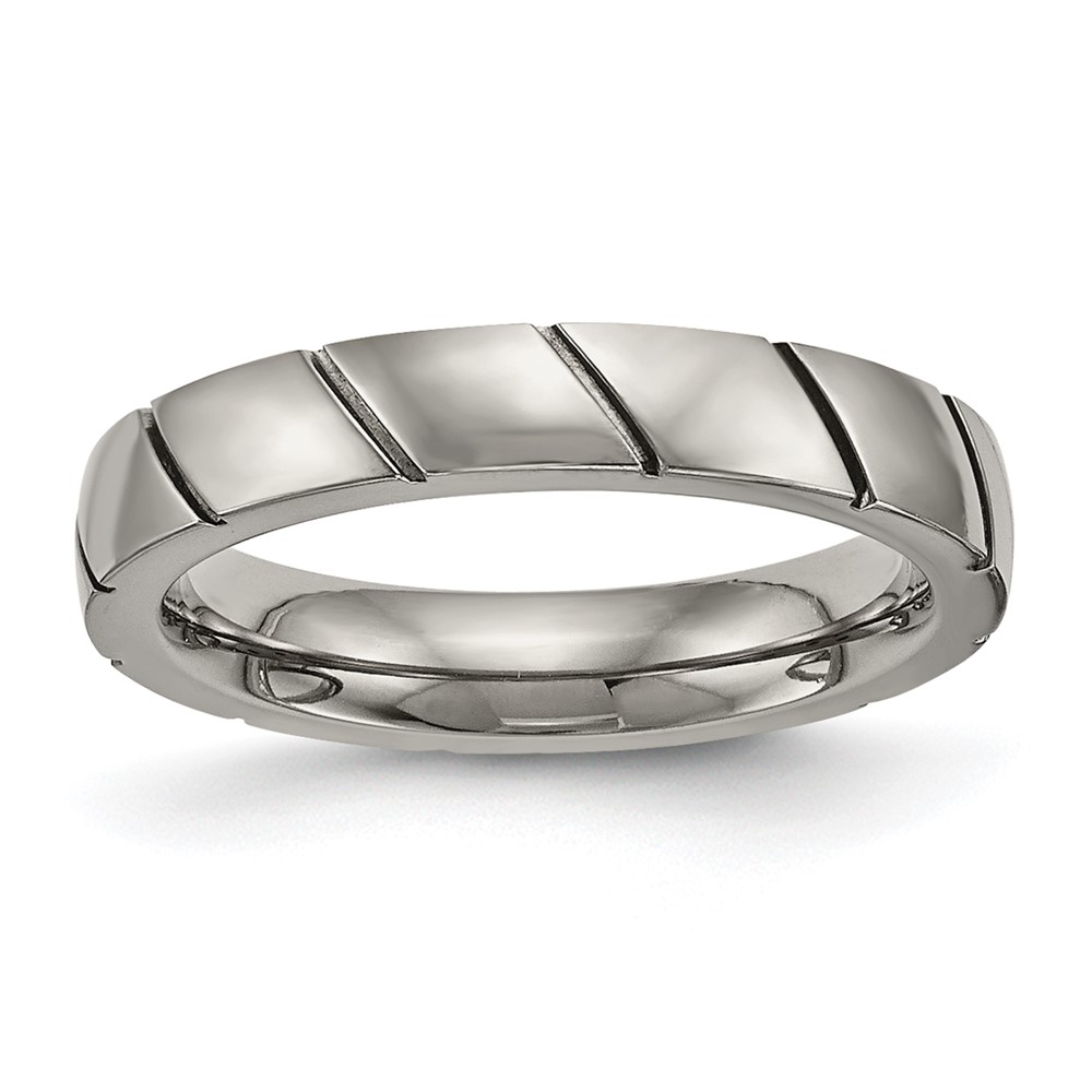 Titanium Polished 4mm Grooved Band