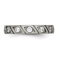 Chisel Titanium Polished Band with CZ 4mm Grooved view 3