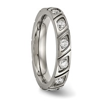 Chisel Titanium Polished Band with CZ 4mm Grooved view 4