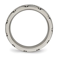 Titanium Polished Criss Cross 4mm Grooved Ring view 2