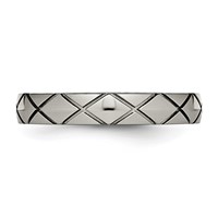Titanium Polished Criss Cross 4mm Grooved Ring view 3