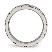 Titanium Polished Band with CZ Criss Cross 4mm Grooved view 2