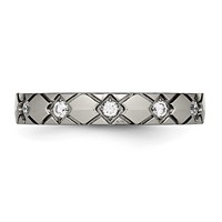 Titanium Polished Band with CZ Criss Cross 4mm Grooved view 3