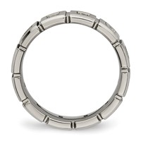 Chisel Titanium Brushed and Polished Band with CZ 5mm Grooved view 2
