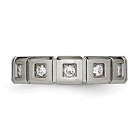 Chisel Titanium Brushed and Polished Band with CZ 5mm Grooved view 3
