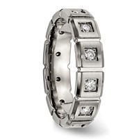 Chisel Titanium Brushed and Polished Band with CZ 5mm Grooved view 4