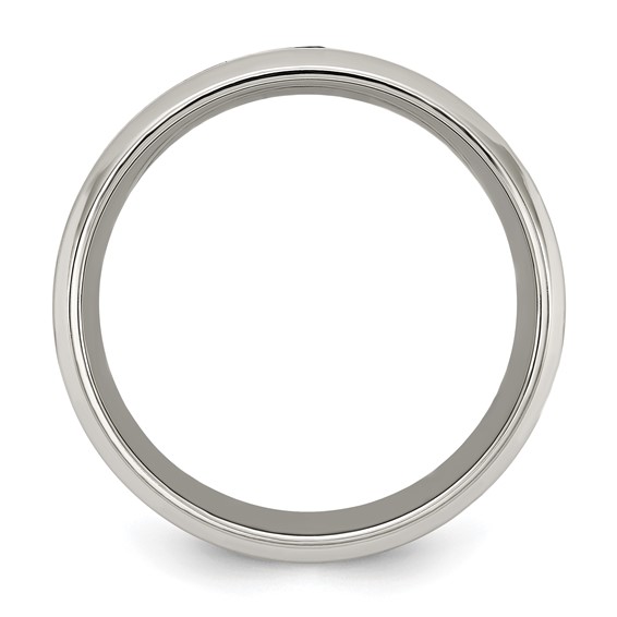 Chisel Titanium Polished with Black Carbon Fiber Inlay and CZ 8mm Band