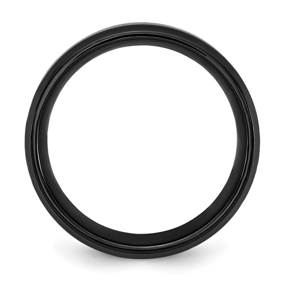 Chisel Black Titanium Polished with Black and Blue Carbon Fiber Inlay 8mm Band